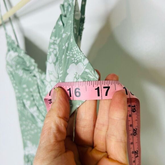 Light Green Cream Floral Tiered Maxi Dress - Picture 8 of 11